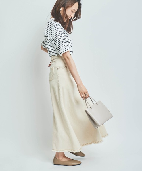 mil(ミル)の「【150㎝前後の小柄さんサイズ】ボーダー半袖Tシャツ(Tシャツ/カットソー・レディース・ホワイト×ネイビー/ミント/グレイッシュベージュ・XS/S)」の5枚目の写真