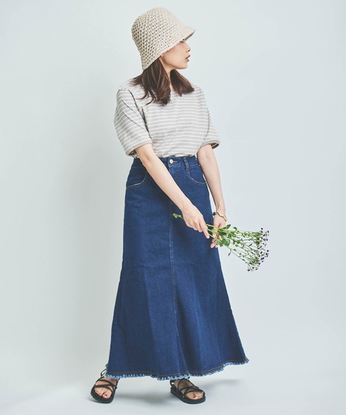 mil(ミル)の「【150㎝前後の小柄さんサイズ】ボーダー半袖Tシャツ(Tシャツ/カットソー・レディース・ホワイト×ネイビー/ミント/グレイッシュベージュ・XS/S)」の22枚目の写真