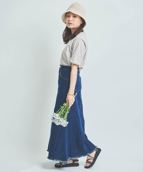 mil(ミル)の「【150㎝前後の小柄さんサイズ】ボーダー半袖Tシャツ(Tシャツ/カットソー・レディース・ホワイト×ネイビー/ミント/グレイッシュベージュ・XS/S)」の20枚目の写真