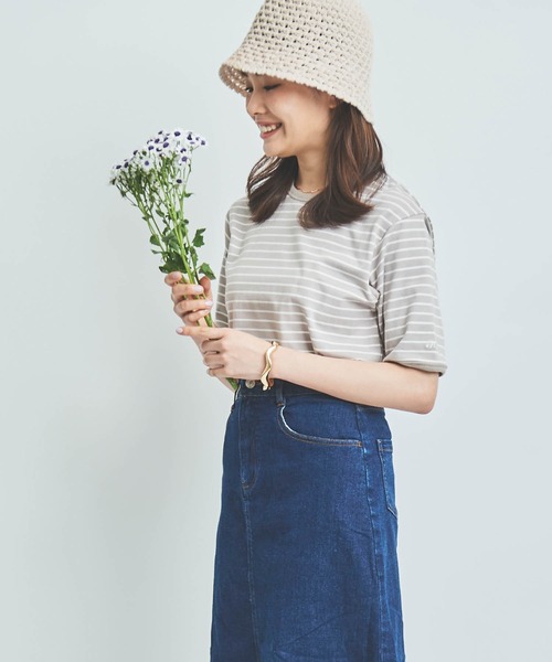 mil(ミル)の「【150㎝前後の小柄さんサイズ】ボーダー半袖Tシャツ(Tシャツ/カットソー・レディース・ホワイト×ネイビー/ミント/グレイッシュベージュ・XS/S)」の19枚目の写真