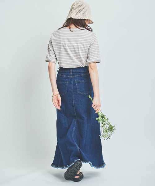 mil(ミル)の「【150㎝前後の小柄さんサイズ】ボーダー半袖Tシャツ(Tシャツ/カットソー・レディース・ホワイト×ネイビー/ミント/グレイッシュベージュ・XS/S)」の18枚目の写真