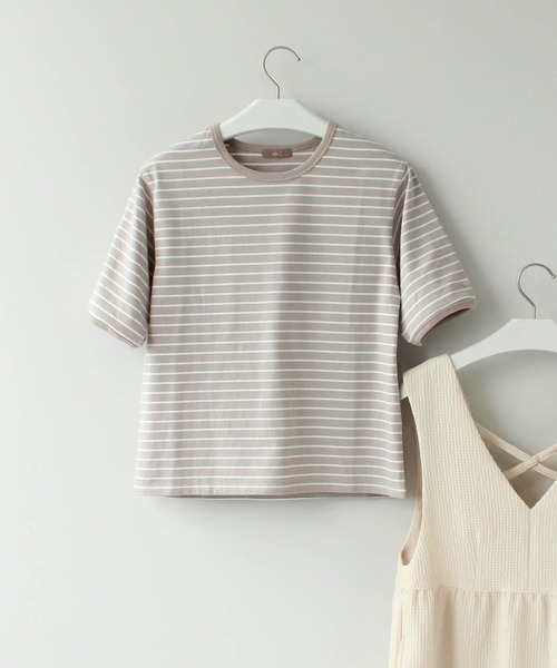 mil(ミル)の「【150㎝前後の小柄さんサイズ】ボーダー半袖Tシャツ(Tシャツ/カットソー・レディース・ホワイト×ネイビー/ミント/グレイッシュベージュ・XS/S)」の11枚目の写真