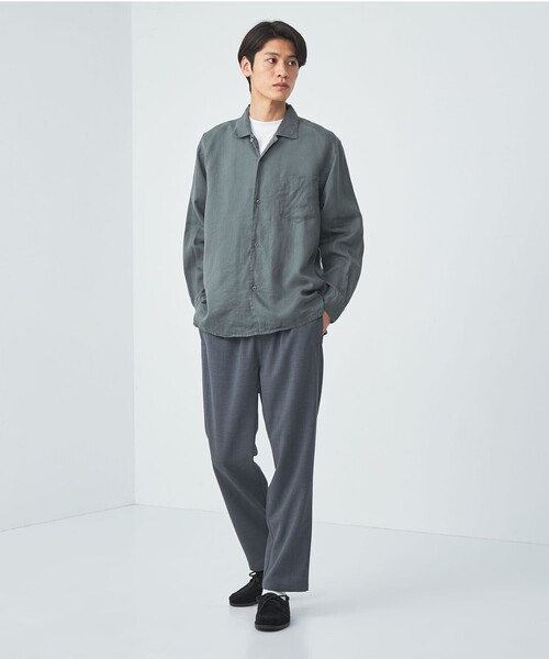 green label relaxing（グリーンレーベルリラクシング）の「BREEZY ラミー オープンカラー シャツ -通気性-（シャツ/ブラウス・メンズ・ダークグリーン/グレー/マスタード・XL/L/M/S）」の6枚目の写真