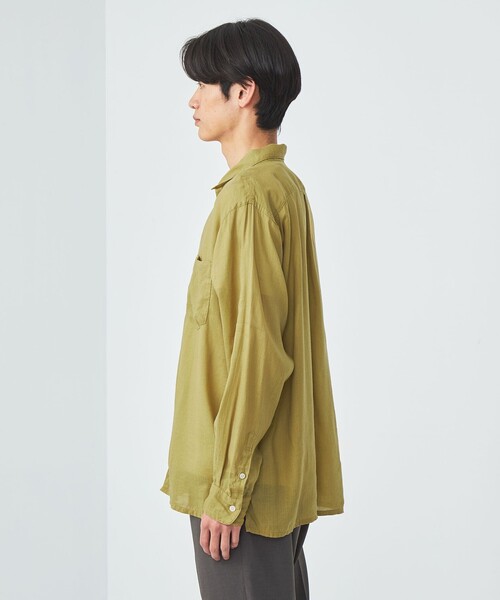 green label relaxing（グリーンレーベルリラクシング）の「BREEZY ラミー オープンカラー シャツ -通気性-（シャツ/ブラウス・メンズ・ダークグリーン/グレー/マスタード・XL/L/M/S）」の8枚目の写真