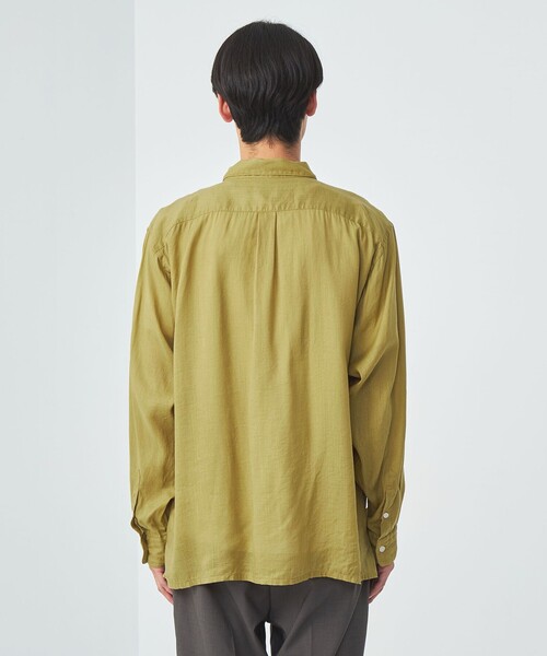 green label relaxing（グリーンレーベルリラクシング）の「BREEZY ラミー オープンカラー シャツ -通気性-（シャツ/ブラウス・メンズ・ダークグリーン/グレー/マスタード・XL/L/M/S）」の9枚目の写真