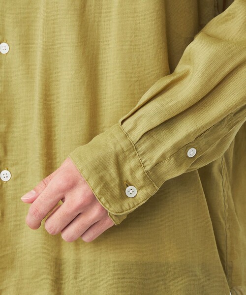 green label relaxing（グリーンレーベルリラクシング）の「BREEZY ラミー オープンカラー シャツ -通気性-（シャツ/ブラウス・メンズ・ダークグリーン/グレー/マスタード・XL/L/M/S）」の11枚目の写真