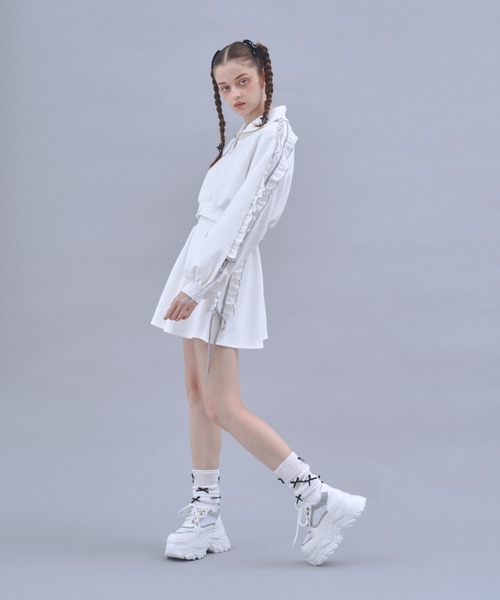 Lovilyn（ラヴィリン）の「フリルリボンジャージ(セットアップ可)（ジャージ・レディース・ホワイト/ブラック/サックスブルー・FREE）」の19枚目の写真