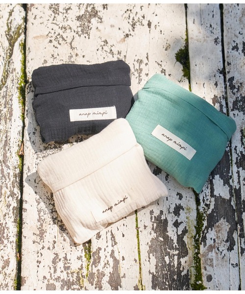 anap mimpi（アナップミンピ）の「ダブルガーゼ トートバッグ（トートバッグ・レディース・ベージュ系その他/ミント/ブラック・FREE）」の3枚目の写真