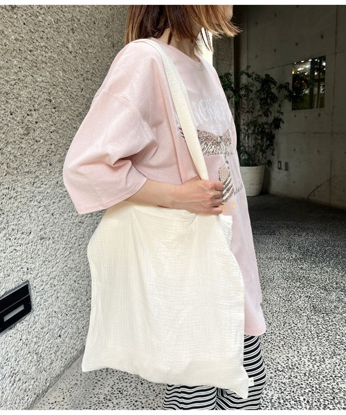 anap mimpi（アナップミンピ）の「ダブルガーゼ トートバッグ（トートバッグ・レディース・ベージュ系その他/ミント/ブラック・FREE）」の22枚目の写真