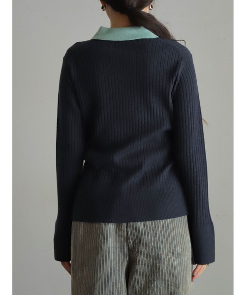 FIL DE FER（フィルデフェール）の「4者混ワイドリブ　ニットシャツ（ニット/セーター・レディース・チャコールグレー/サックスブルー・FREE）」の14枚目の写真