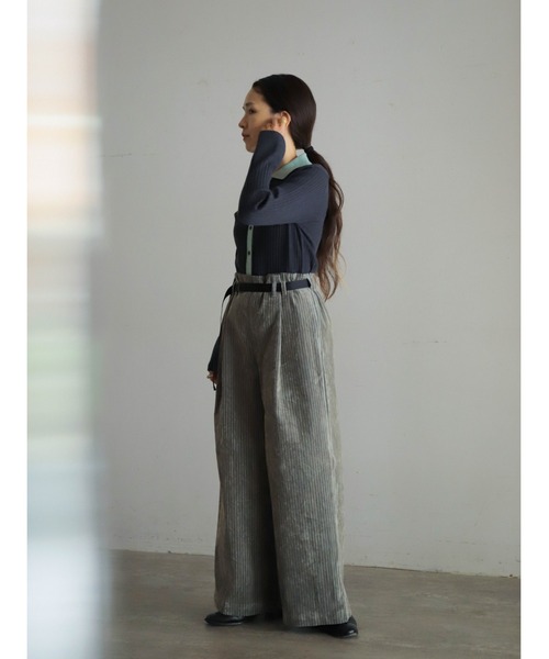 FIL DE FER（フィルデフェール）の「4者混ワイドリブ　ニットシャツ（ニット/セーター・レディース・チャコールグレー/サックスブルー・FREE）」の4枚目の写真