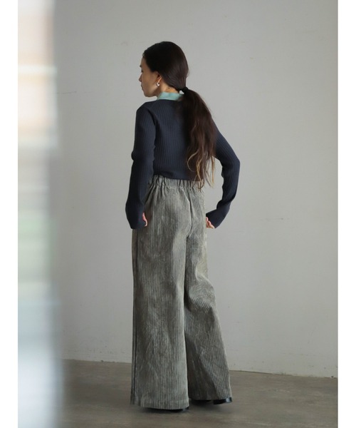 FIL DE FER（フィルデフェール）の「4者混ワイドリブ　ニットシャツ（ニット/セーター・レディース・チャコールグレー/サックスブルー・FREE）」の6枚目の写真