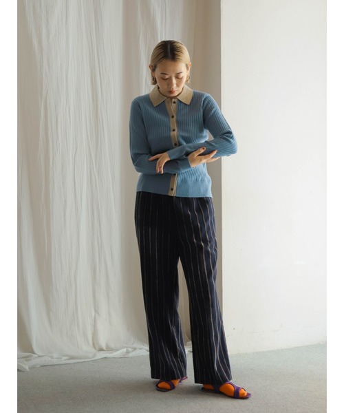 FIL DE FER（フィルデフェール）の「4者混ワイドリブ　ニットシャツ（ニット/セーター・レディース・チャコールグレー/サックスブルー・FREE）」の22枚目の写真