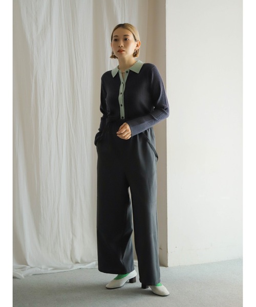 FIL DE FER（フィルデフェール）の「4者混ワイドリブ　ニットシャツ（ニット/セーター・レディース・チャコールグレー/サックスブルー・FREE）」の16枚目の写真