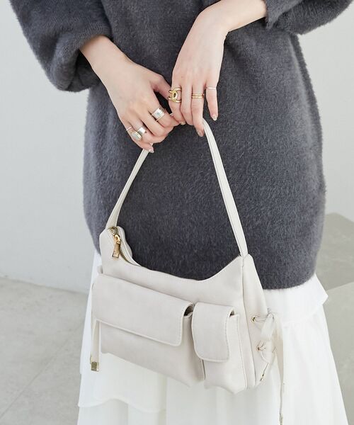 MAJESTIC LEGON（マジェスティックレゴン）の「アンニュイレースアップバッグ（ショルダーバッグ・レディース・アイボリー/ブラウン/ブラック・FREE）」の6枚目の写真