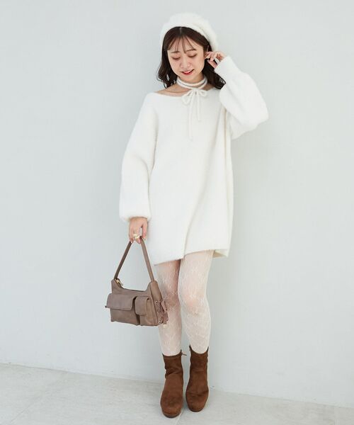 MAJESTIC LEGON（マジェスティックレゴン）の「アンニュイレースアップバッグ（ショルダーバッグ・レディース・アイボリー/ブラウン/ブラック・FREE）」の12枚目の写真