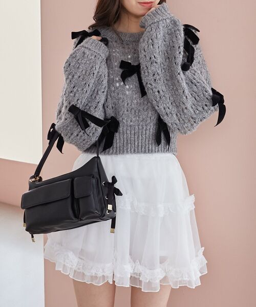 MAJESTIC LEGON（マジェスティックレゴン）の「アンニュイレースアップバッグ（ショルダーバッグ・レディース・アイボリー/ブラウン/ブラック・FREE）」の20枚目の写真