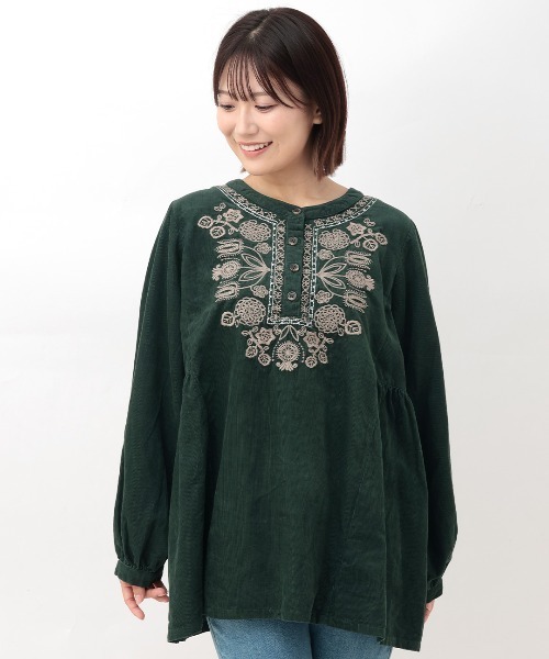 チチカカ（チチカカ）の「Rico メヒコフラワー刺繍コーデュロイプルオーバー（シャツ/ブラウス・レディース・グレー/ブラック/グリーン・FREE）」の15枚目の写真