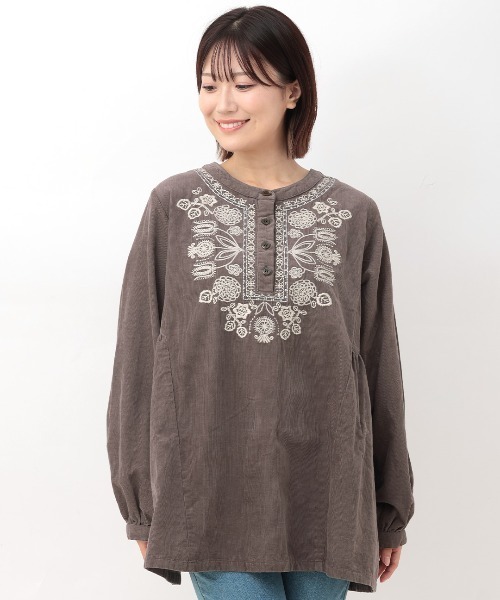 チチカカ（チチカカ）の「Rico メヒコフラワー刺繍コーデュロイプルオーバー（シャツ/ブラウス・レディース・グレー/ブラック/グリーン・FREE）」の16枚目の写真