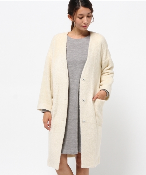 DouDou（ドゥドゥ）の「【DouDou】ノーカラーボアコート（その他アウター・レディース・キャメル/グレー/ホワイト・FREE）」の18枚目の写真