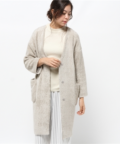 DouDou（ドゥドゥ）の「【DouDou】ノーカラーボアコート（その他アウター・レディース・キャメル/グレー/ホワイト・FREE）」の19枚目の写真
