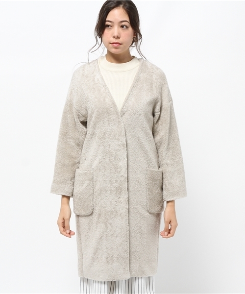 DouDou（ドゥドゥ）の「【DouDou】ノーカラーボアコート（その他アウター・レディース・キャメル/グレー/ホワイト・FREE）」の15枚目の写真