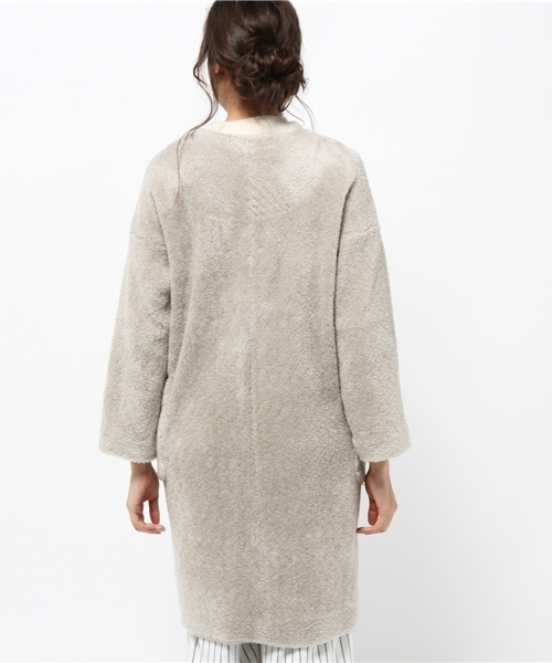 DouDou（ドゥドゥ）の「【DouDou】ノーカラーボアコート（その他アウター・レディース・キャメル/グレー/ホワイト・FREE）」の9枚目の写真