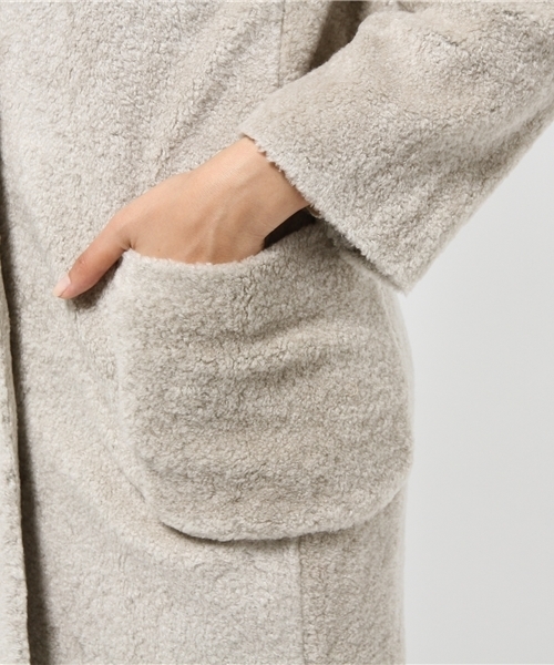 DouDou（ドゥドゥ）の「【DouDou】ノーカラーボアコート（その他アウター・レディース・キャメル/グレー/ホワイト・FREE）」の12枚目の写真