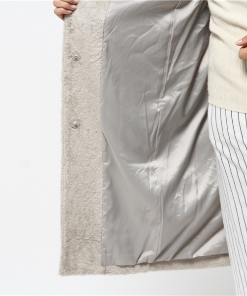 DouDou（ドゥドゥ）の「【DouDou】ノーカラーボアコート（その他アウター・レディース・キャメル/グレー/ホワイト・FREE）」の4枚目の写真