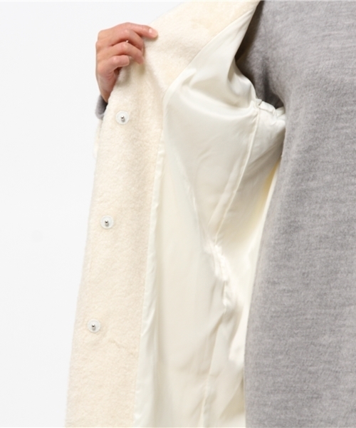 DouDou（ドゥドゥ）の「【DouDou】ノーカラーボアコート（その他アウター・レディース・キャメル/グレー/ホワイト・FREE）」の6枚目の写真