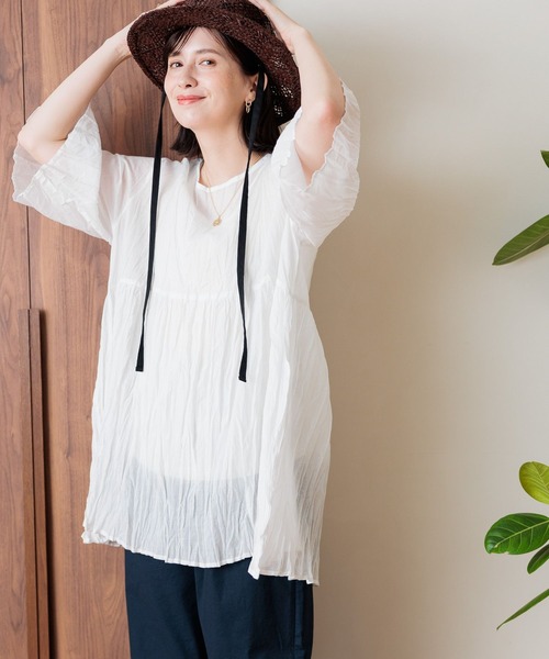 【COｌTO】コートシルクブラウス TALLサイズ 〕 マットサテン デザインハイネックブラウス（76