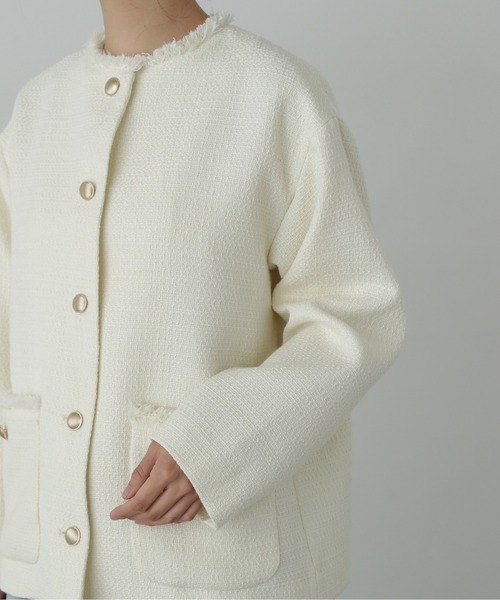 N.（N. Natural Beauty Basic）ノーカラーツイードブルゾン ノーカラーツイードブルゾン | N. Natural Beauty Basic*（エヌ