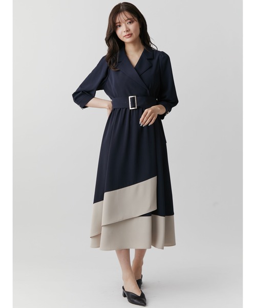 バイカラーカシュクールテーラードワンピースTONAL TONAL（トーナル）の「バイカラーカシュクールテーラード