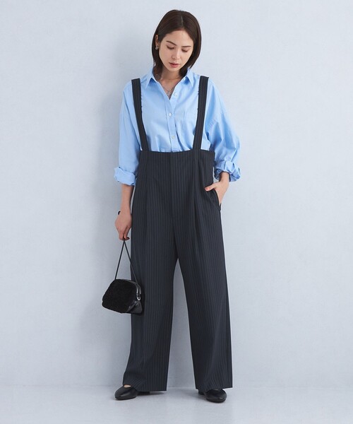 green label relaxing（グリーンレーベルリラクシング）の「サスペンダー サロペット -防シワ・ストレッチ-（サロペット/オーバーオール・レディース・グレー/ネイビー・FREE）」の5枚目の写真