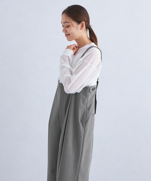 green label relaxing（グリーンレーベルリラクシング）の「サスペンダー サロペット -防シワ・ストレッチ-（サロペット/オーバーオール・レディース・グレー/ネイビー・FREE）」の15枚目の写真