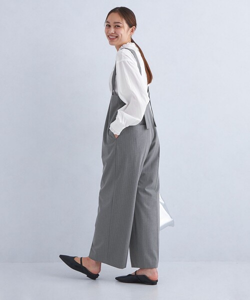 green label relaxing（グリーンレーベルリラクシング）の「サスペンダー サロペット -防シワ・ストレッチ-（サロペット/オーバーオール・レディース・グレー/ネイビー・FREE）」の18枚目の写真