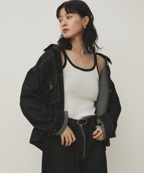 MERLOT(メルロー)の「ビッグボタンオーバーサイズデニムジャケット/セットアップ対応(デニムジャケット・レディース・インディゴブルー・FREE)」の14枚目の写真