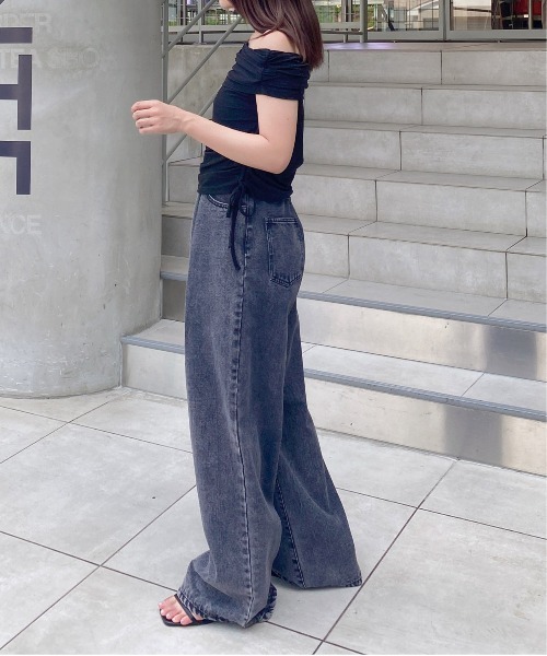 INGNI（イング）の「サイドギャザーオフショルラメトップス（Tシャツ/カットソー・レディース・シルバー系6/ブラック系その他6・M）」の8枚目の写真