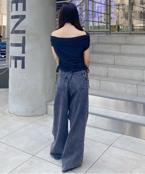 INGNI（イング）の「サイドギャザーオフショルラメトップス（Tシャツ/カットソー・レディース・シルバー系6/ブラック系その他6・M）」の9枚目の写真