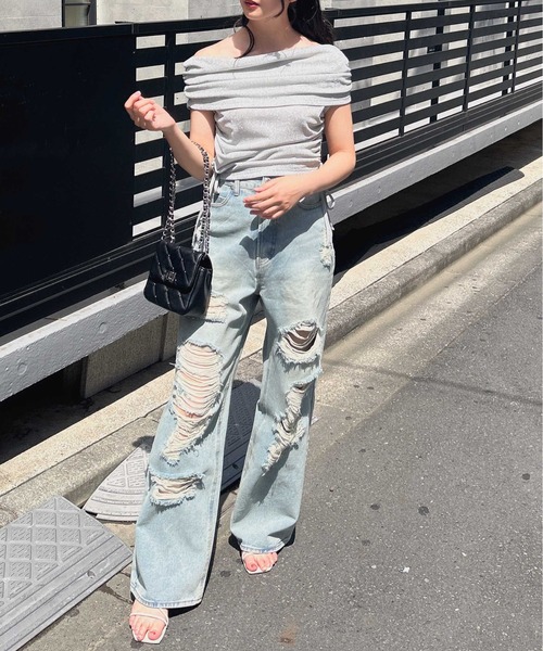 INGNI（イング）の「サイドギャザーオフショルラメトップス（Tシャツ/カットソー・レディース・シルバー系6/ブラック系その他6・M）」の15枚目の写真