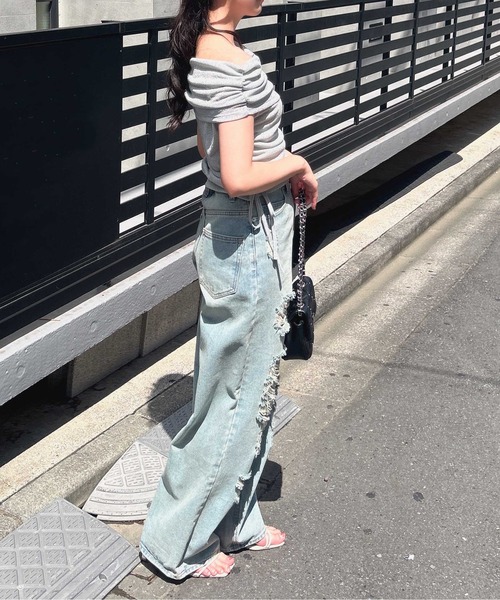 INGNI（イング）の「サイドギャザーオフショルラメトップス（Tシャツ/カットソー・レディース・シルバー系6/ブラック系その他6・M）」の16枚目の写真