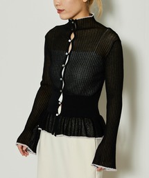 Firsthand/ファーストハンド シアーリブ配色カーディガン