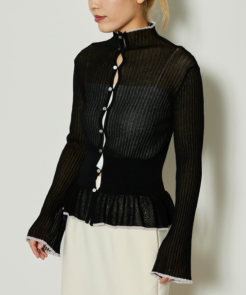 Firsthand/ファーストハンド シアーリブ配色カーディガン