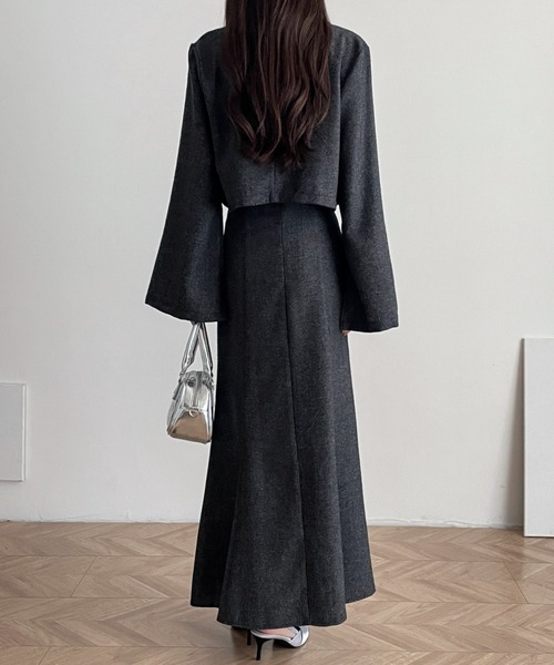 ABITOKYO（アビトーキョー）の「ツーイド袖スリットショート丈テーラージャケット＆マーメイドスカートセットアップ（セットアップ・レディース・ブラック/ブラウン系その他/レッド系その他/ブラウン/カーキ/ベージュ・S/M）」の7枚目の写真