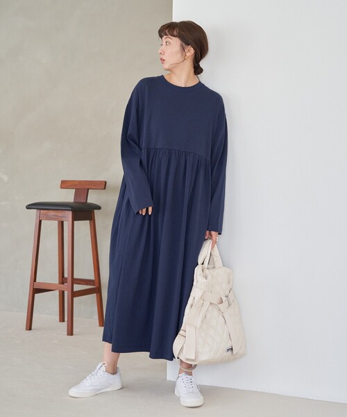 セール】限定展開 ウエスト ギャザー 切替 マキシワンピース
