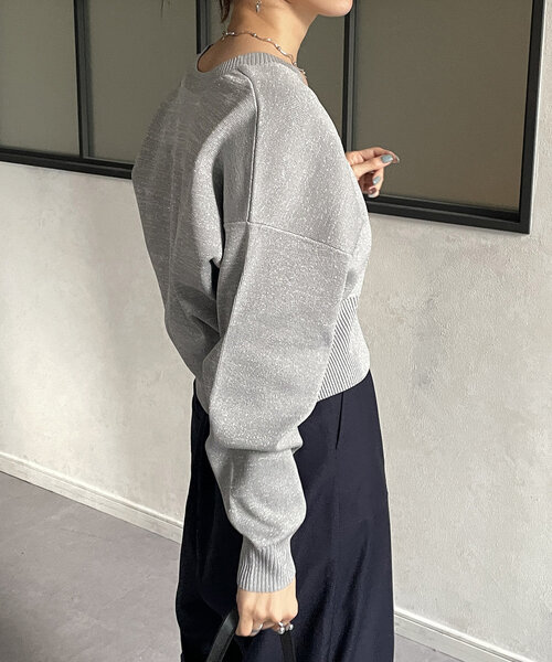 Thevon（ゼボン）の「ラメスポンジショートカーディガン（カーディガン/ボレロ・レディース・アイボリー/チャコールグレー/グレー・FREE）」の15枚目の写真