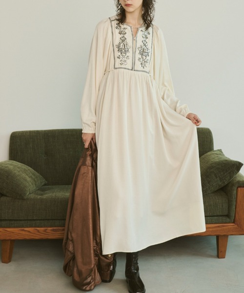 スパンコール刺繍ロングスリーブOP（ワンピース）｜Unitage