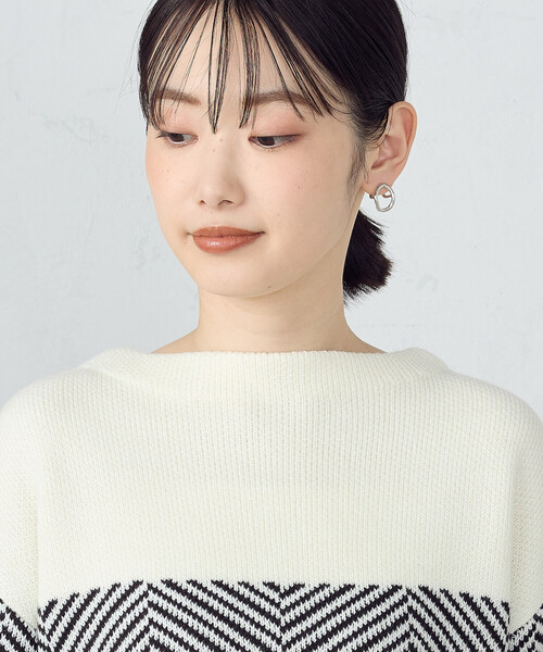 COMME CA ISM(コムサイズム)の「ヘリンボーン柄ニット / セットアップ対応(ニット/セーター・レディース・ホワイト×ブラック/チャコールグレー×ブラック・MEDIUM/LARGE)」の10枚目の写真