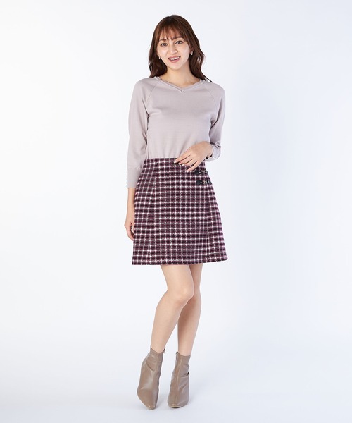 ロービングチェック台形スカート