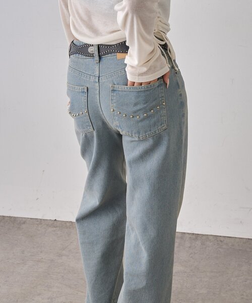 SHELLAC スタッズ フレア ブラックデニムパンツ セール】ブラストスタッズフレアデニム（デニムパンツ）｜WHO'S